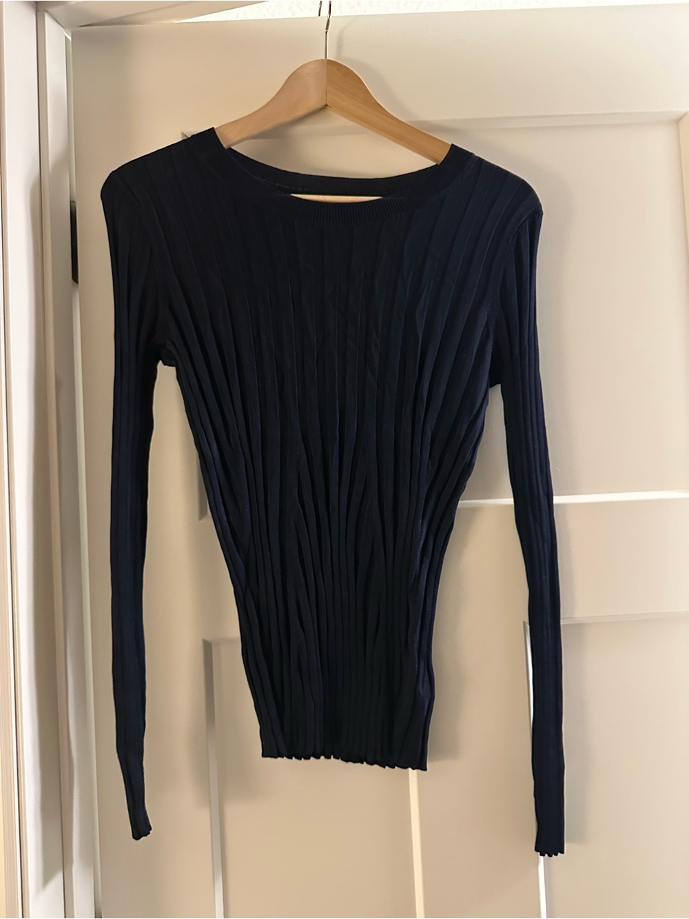 Banana Republic Navy Ribbed Long Sleeve Slim Top